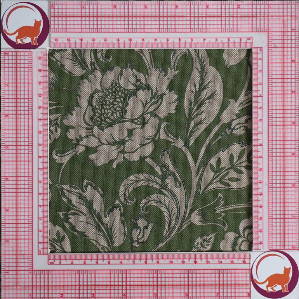 Dekostoff Mischgewebe Blütenranken grün beige